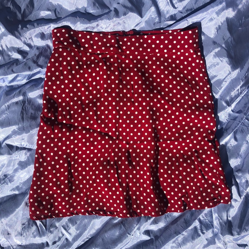 FLYNN + SKYE Red/White Polka-Dot Flowy Skirt